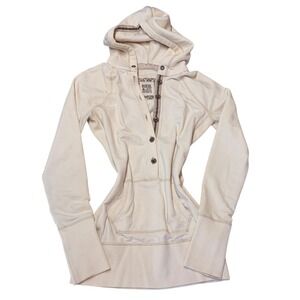 Vintage RUEHL No 925 Womens L Cream Y2K Archival Button Front Hoodie Long Fitted